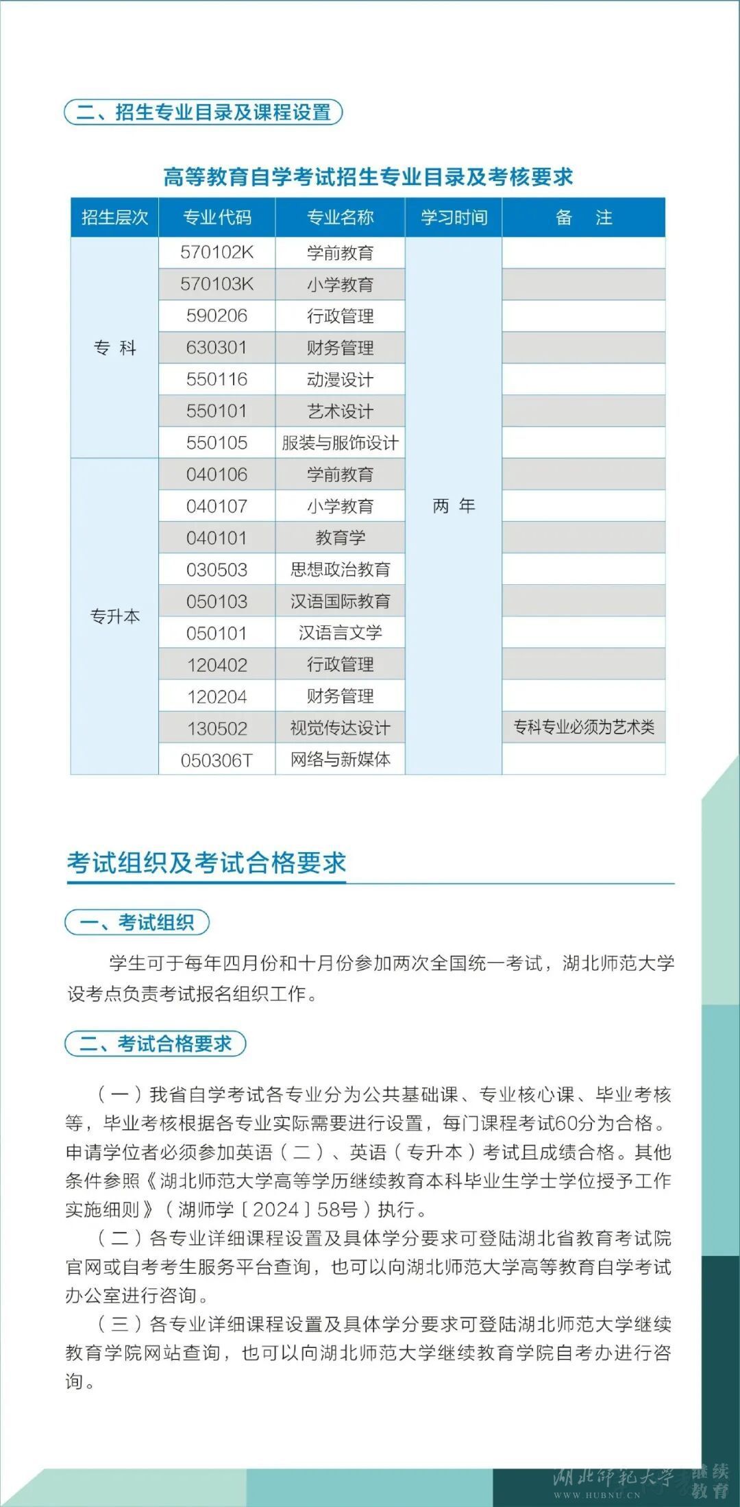湖北师范大学2026年高等教育自学考试非全日制专科、专升本招生简章(图4)
